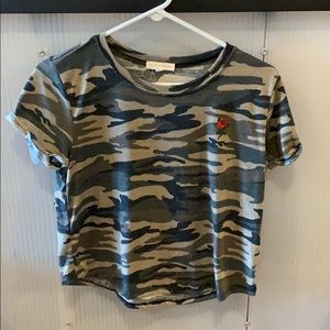 Camo Crop Top with Rose